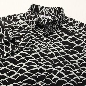 Gustin Shirt Mens Large Black White Button Up Long Sleeve Abstract Made USA
